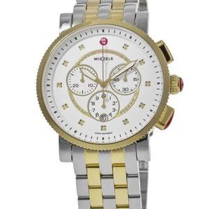 Michele 2-Tone Sport Sail White Diamond Dial Chronograph Watch